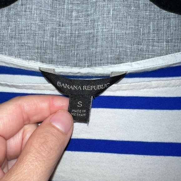 Banana Republic Blue & White Striped Bell Sleeve Top - Size Small - Picture 2 of 7